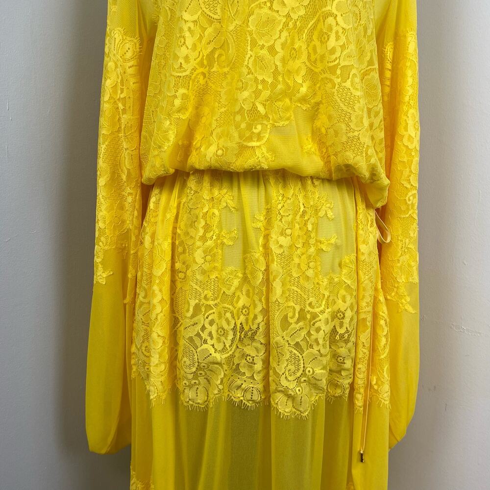 We Are HAH Royal HAHness Lemon Drop Lace Boho Long Sleeve Maxi Dress XS - Picture 4 of 10
